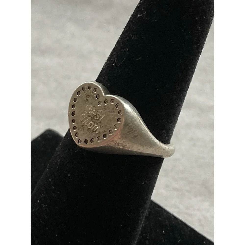 ALE 925 Pandora Sterling Silver Ring Size 6 Heart Engraved Best Mom